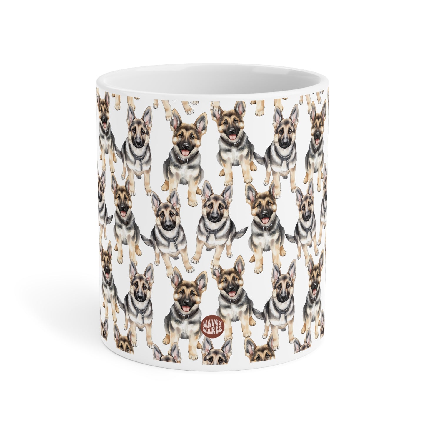 Cute German Sheperd Watercolor Pattern 20oz white funny large coffee mug gift for dog mom dad furparent pet animal lover aesthetic birthday secret santa Christmas waveywares wavey wares wavywares wavy wares side