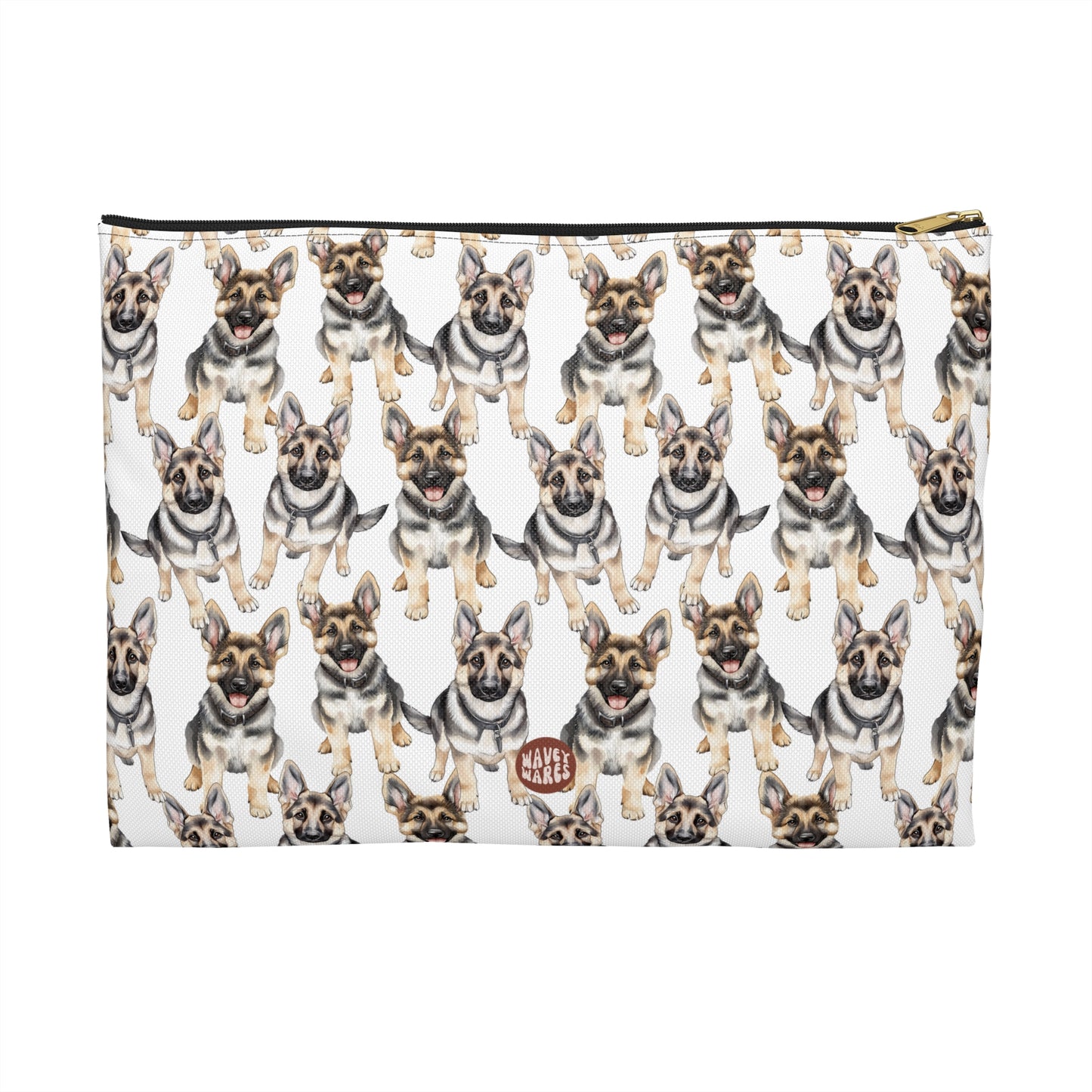 Cute German Sheperd Pattern Flat white toiletry zip bag gift for dog mom dad furparent pet animal lover aesthetic birthday secret santa Christmas cosmetic travel drugs storage case accessory pouch makeup pencil waveywares wavey wares wavywares wavy wares