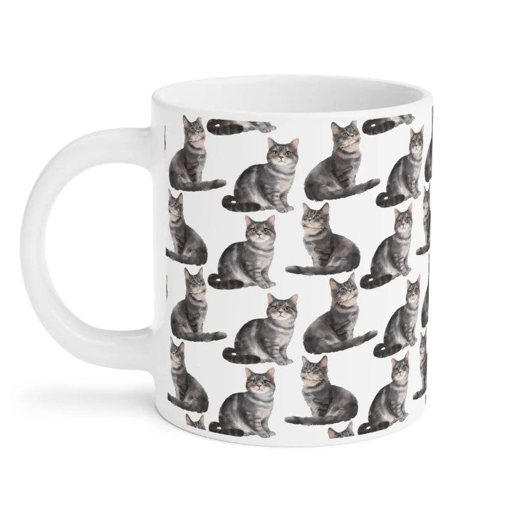 Cute Grey Cats Watercolor Pattern 20oz white funny large coffee mug gift for cat mom dad lady tabby kitten feline meow pet enthusiast him her friend animal lover birthday secret santa Christmas waveywares wavey wares wavywares wavy wares