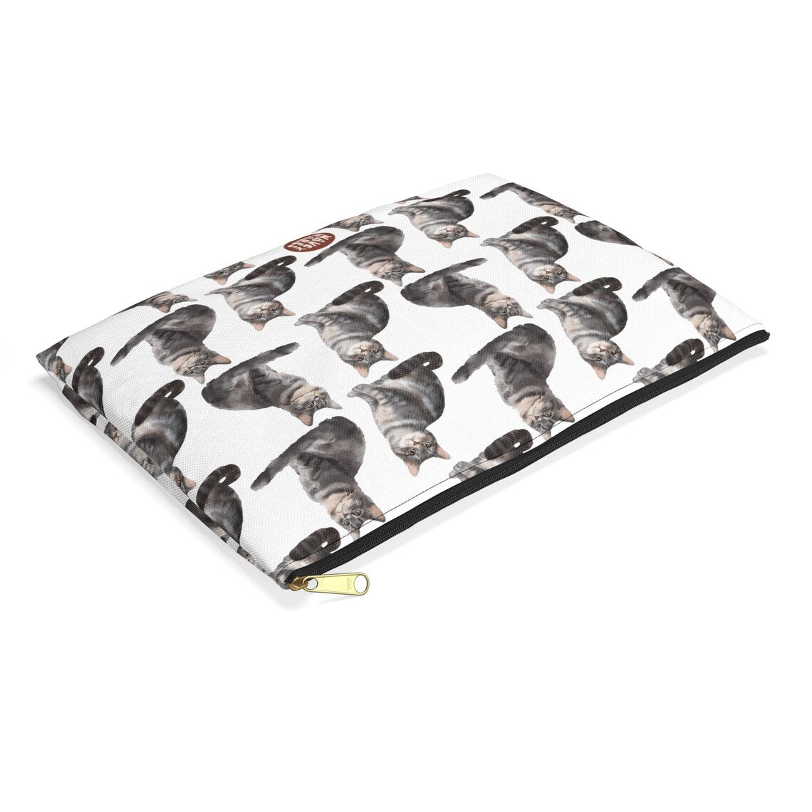 Cute Grey Cats Pattern flat lay white Toiletry zip bag gift for cat lady mom dad tabby kitten shorthair feline enthusiast animal lover meow purr pet secret santa birthday Christmas makeup travel drugs storage case accessory pouch cosmetic pencil waveywares wavey wares wavywares wavy wares