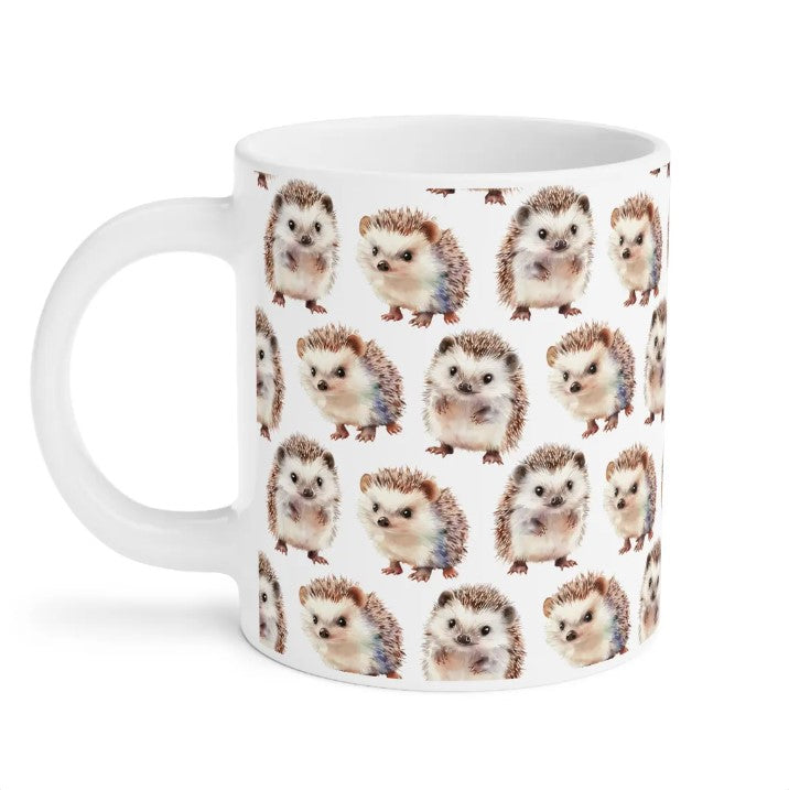 Cute Hedgehogs Watercolor Pattern 20oz white funny large coffee mug gift for owner baby wild animal lover best friend her aesthetic birthday secret santa Christmas waveywares wavey wares wavywares wavy wares