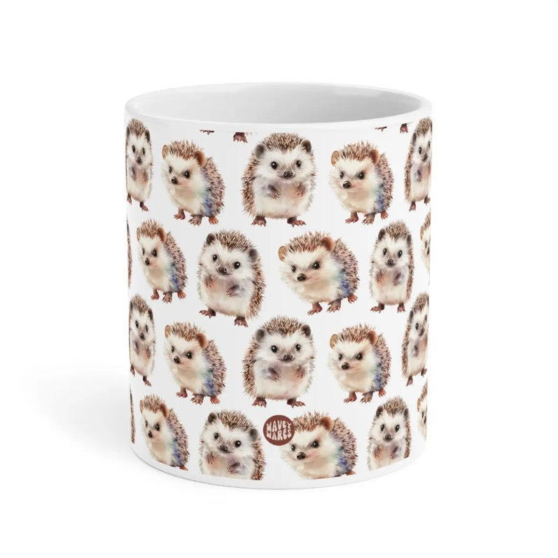 Cute Hedgehogs Watercolor Pattern 20oz white funny large coffee mug gift for owner baby wild animal lover best friend her aesthetic birthday secret santa Christmas waveywares wavey wares wavywares wavy wares side