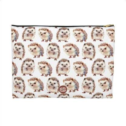 Cute Hedgehogs Pattern flat white makeup zip bag gift for owner baby wild animal lover best friend her aesthetic toiletry cosmetic drugs storage case accessory pouch travel pencil waveywares wavey wares wavywares wavy wares