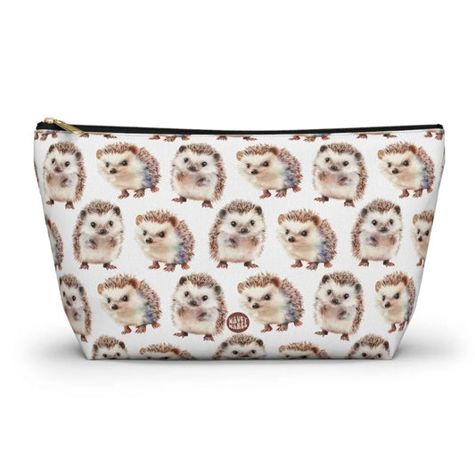 Cute Hedgehogs Pattern T Bottom white makeup zip bag gift for owner baby wild animal lover best friend her aesthetic toiletry cosmetic drugs storage case accessory pouch travel pencil waveywares wavey wares wavywares wavy wares