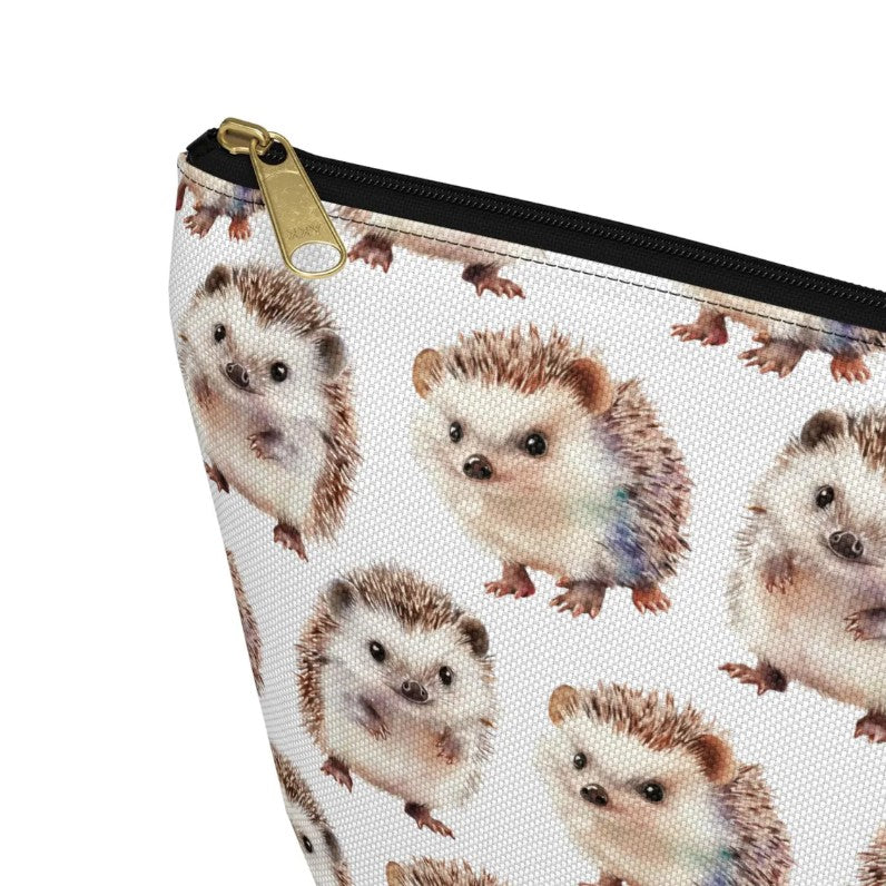 Cute Hedgehogs Pattern zipper white makeup zip bag gift for owner baby wild animal lover best friend her aesthetic toiletry cosmetic drugs storage case accessory pouch travel pencil waveywares wavey wares wavywares wavy wares