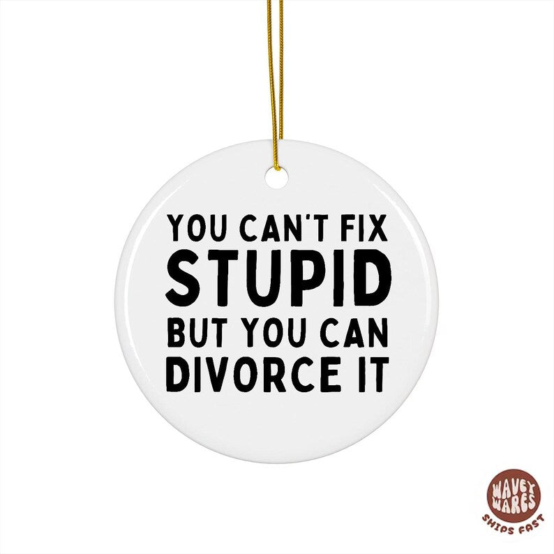 Can't Fix Stupid But You Can Divorce It Funny Ornament