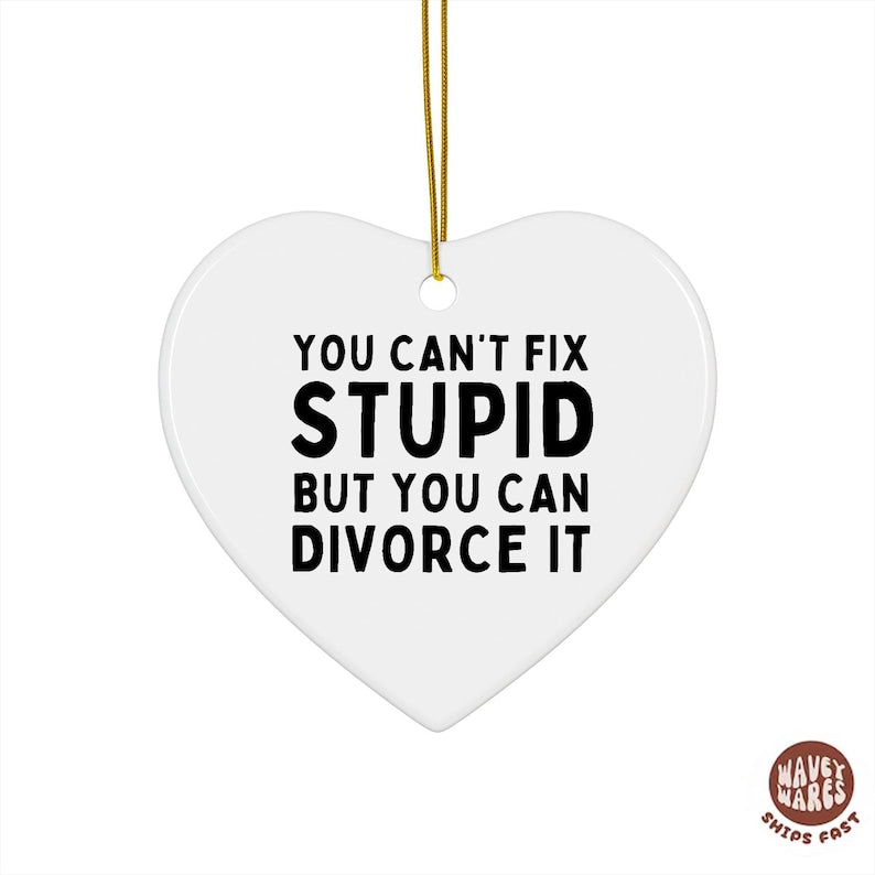 Can't Fix Stupid But You Can Divorce It Funny Ornament