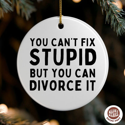 Can't Fix Stupid But You Can Divorce It Funny Ornament