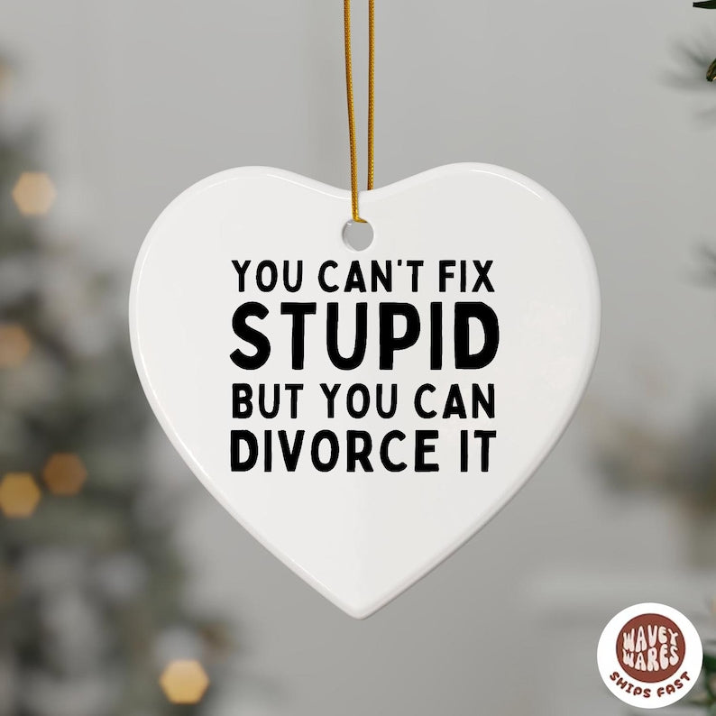 Can't Fix Stupid But You Can Divorce It Funny Ornament