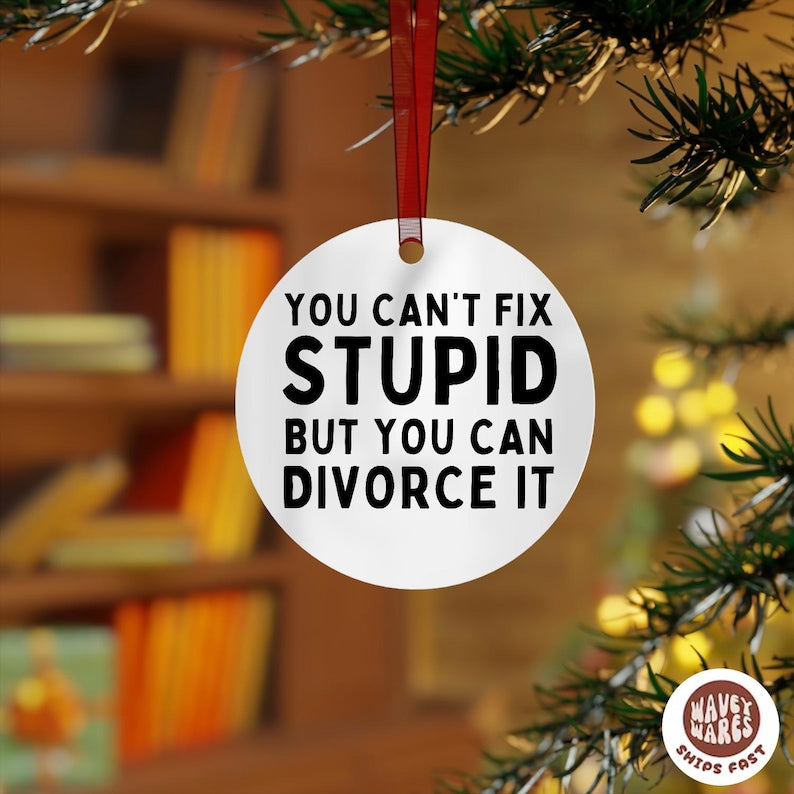 Can't Fix Stupid But You Can Divorce It Funny Ornament