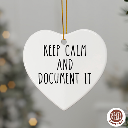 Keep Calm And Document It Funny HR Ornament