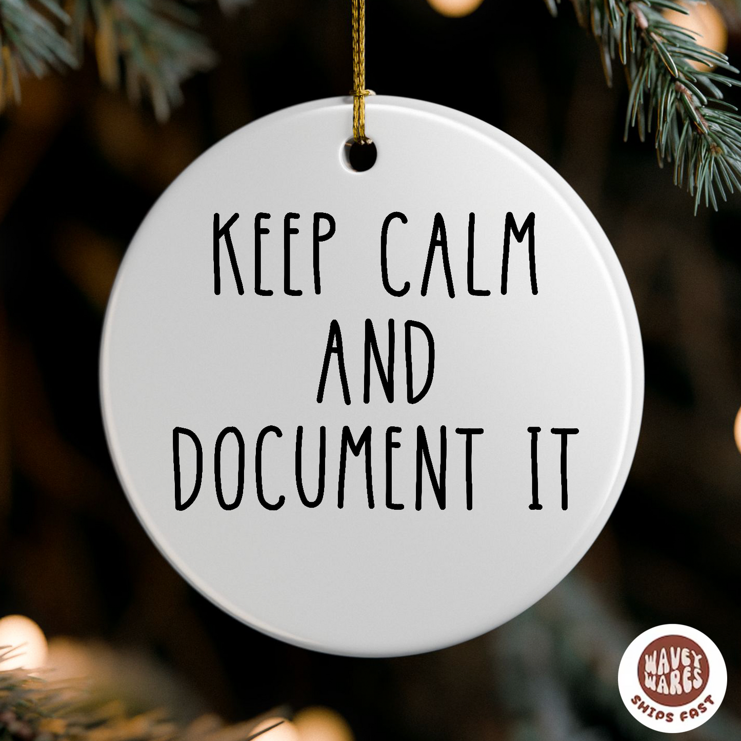Keep Calm And Document It Funny HR Ornament