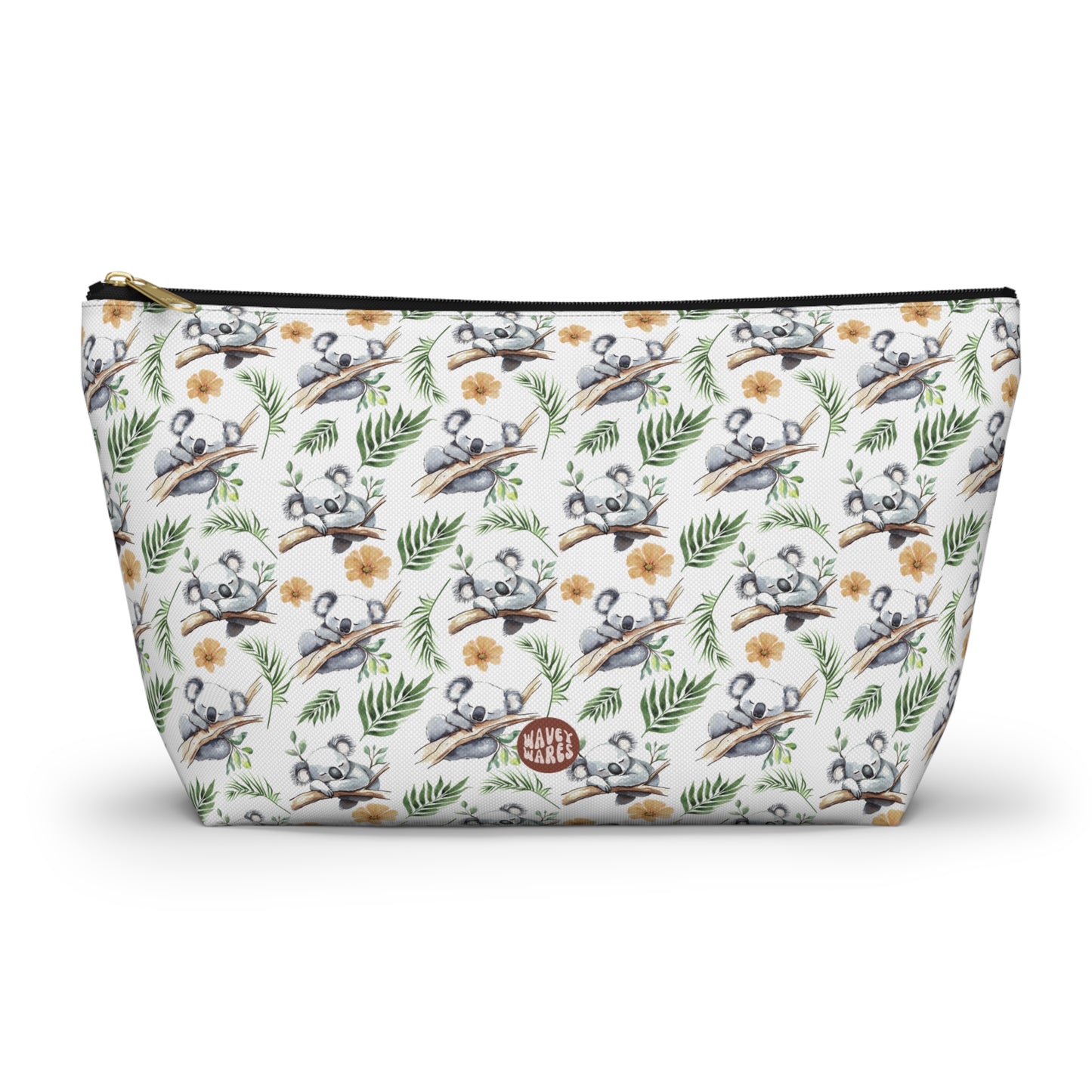 Cute Koalas Pattern T Bottom white cosmetic zip bag gift for koala bear enthusiast animal lover herbivore marsupial Australia mammal fluffy aesthetic birthday secret santa Christmas travel toiletry drugs storage case accessory pouch makeup pencil waveywares wavey wares wavywares wavy wares