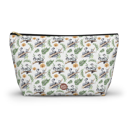 Cute Koalas Pattern T Bottom white cosmetic zip bag gift for koala bear enthusiast animal lover herbivore marsupial Australia mammal fluffy aesthetic birthday secret santa Christmas travel toiletry drugs storage case accessory pouch makeup pencil waveywares wavey wares wavywares wavy wares