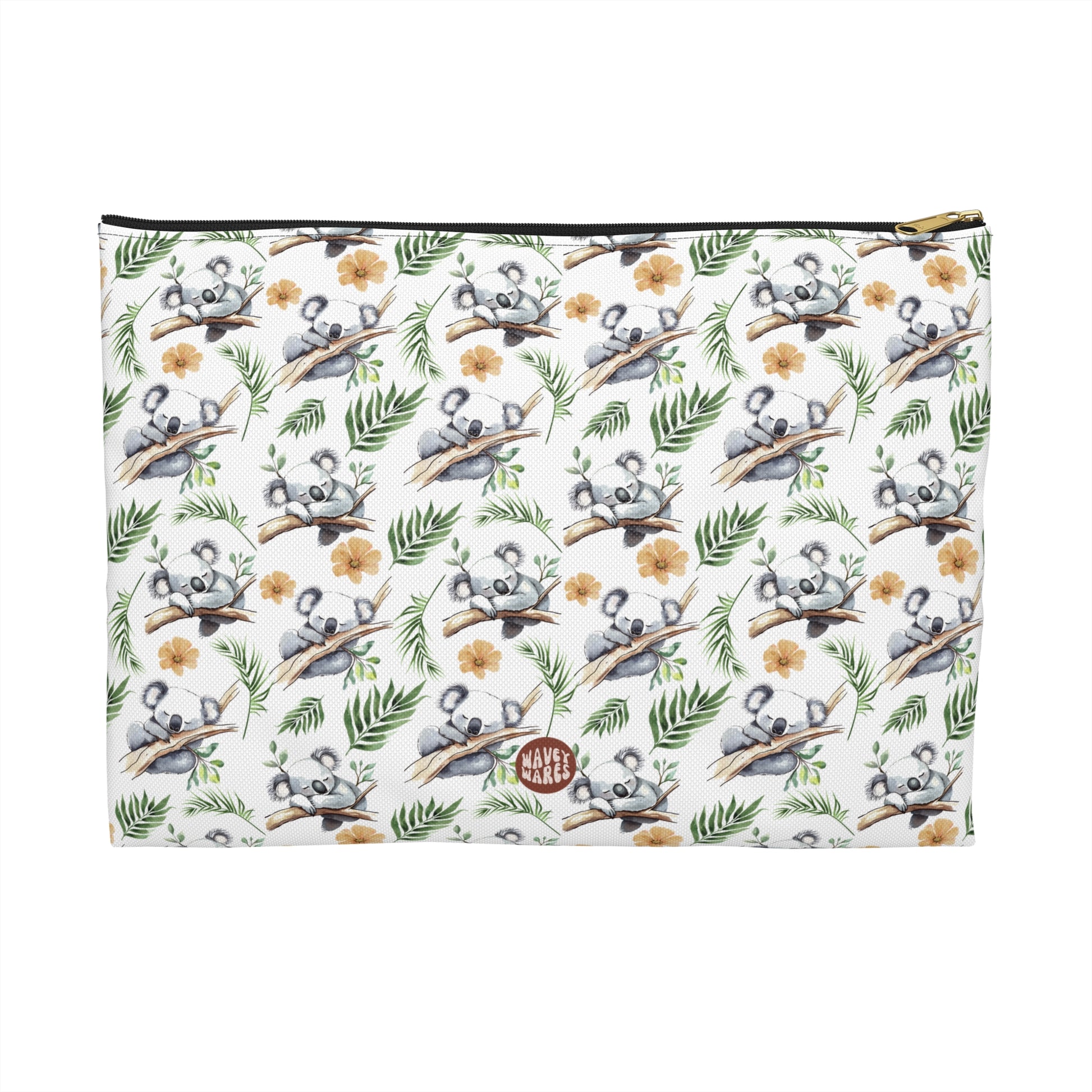 Cute Koalas Pattern flat white cosmetic zip bag gift for koala bear enthusiast animal lover herbivore marsupial Australia mammal fluffy aesthetic birthday secret santa Christmas travel toiletry drugs storage case accessory pouch makeup pencil waveywares wavey wares wavywares wavy wares