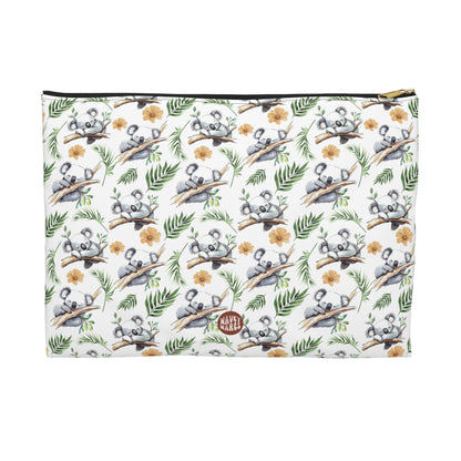 Cute Koalas Pattern flat white cosmetic zip bag gift for koala bear enthusiast animal lover herbivore marsupial Australia mammal fluffy aesthetic birthday secret santa Christmas travel toiletry drugs storage case accessory pouch makeup pencil waveywares wavey wares wavywares wavy wares