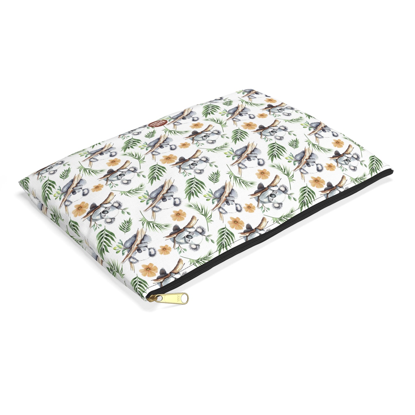 Cute Koalas Pattern flat lay white cosmetic zip bag gift for koala bear enthusiast animal lover herbivore marsupial Australia mammal fluffy aesthetic birthday secret santa Christmas travel toiletry drugs storage case accessory pouch makeup pencil waveywares wavey wares wavywares wavy wares