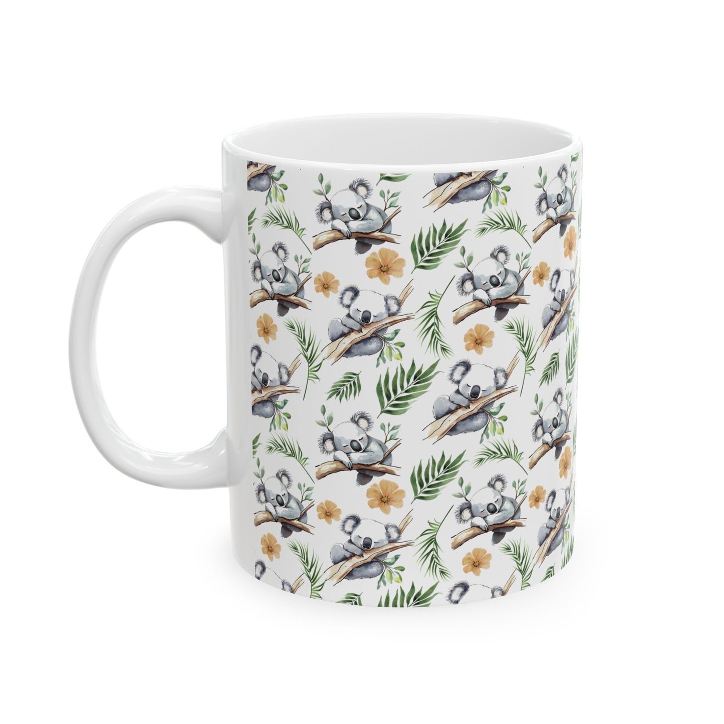 Cute Koalas Watercolor Pattern 11oz white funny large coffee mug gift for koala bear enthusiast animal lover herbivore marsupial Australia mammal fluffy aesthetic birthday secret santa Christmas waveywares wavey wares wavywares wavy wares