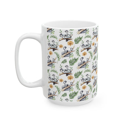 Cute Koalas Watercolor Pattern 15oz white funny large coffee mug gift for koala bear enthusiast animal lover herbivore marsupial Australia mammal fluffy aesthetic birthday secret santa Christmas waveywares wavey wares wavywares wavy wares