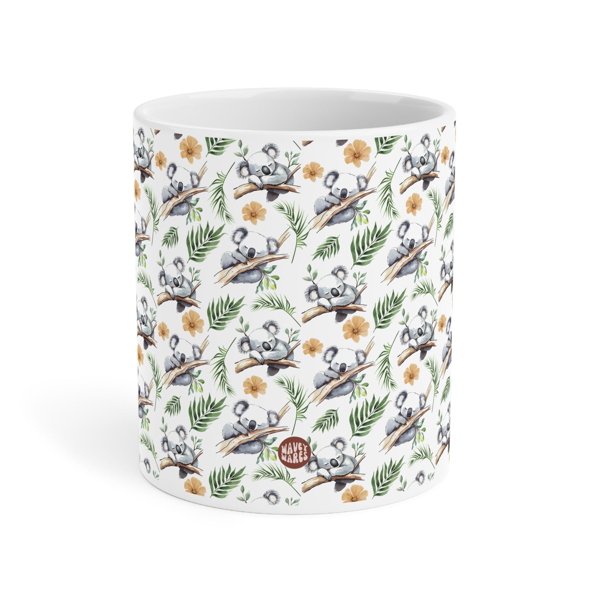 Cute Koalas Watercolor Pattern 20oz white funny large coffee mug gift for koala bear enthusiast animal lover herbivore marsupial Australia mammal fluffy aesthetic birthday secret santa Christmas waveywares wavey wares wavywares wavy wares side