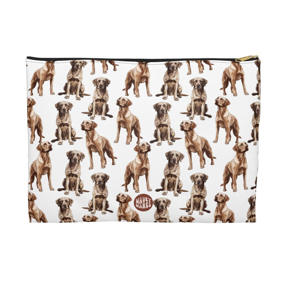 Cute Labradors Pattern flat white Cosmetic zip bag gift for dog owner mom dad pet lover animal brown lab aesthetic makeup travel drugs storage case accessory pouch toiletry pencil waveywares wavey wares wavywares wavy wares