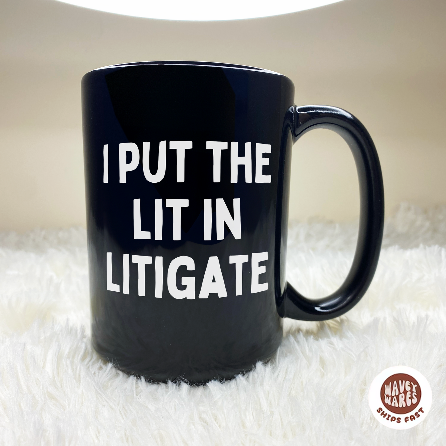 I Put The Lit In Litigate Funny Lawyer Black Mug