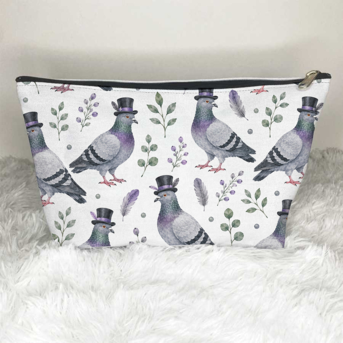 Pigeons Wearing Top Hat Toiletry Bag