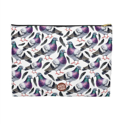 Cute Pigeons Pattern flat white Toiletry zip bag gift for pigeon lady bird enthusiast animal lover secret santa birthday Christmas makeup travel drugs storage case accessory pouch cosmetic pencil waveywares wavey wares wavywares wavy wares