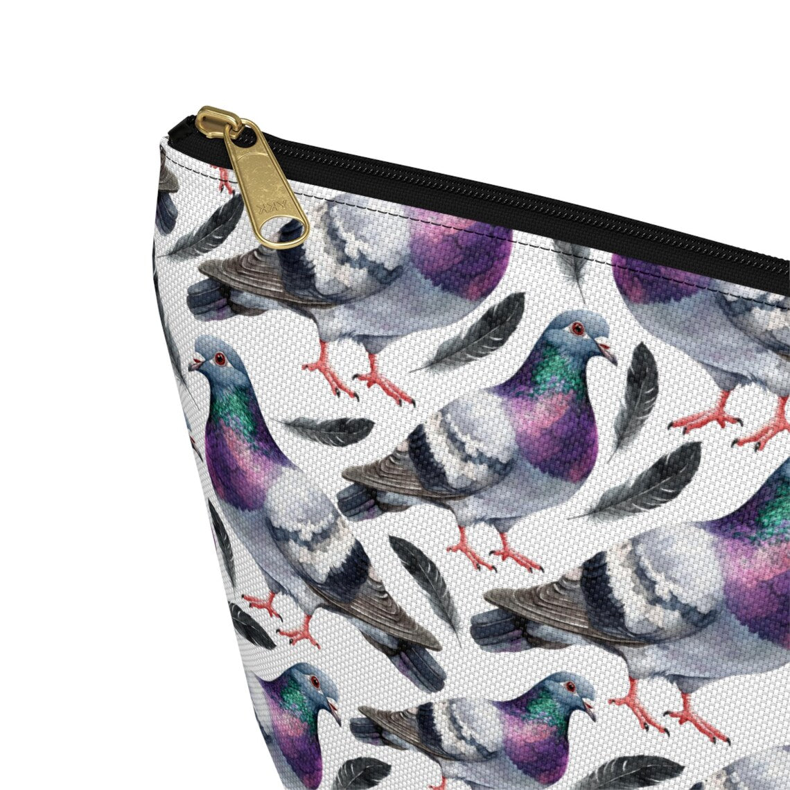 Cute Pigeons Pattern zipper white Toiletry zip bag gift for pigeon lady bird enthusiast animal lover secret santa birthday Christmas makeup travel drugs storage case accessory pouch cosmetic pencil waveywares wavey wares wavywares wavy wares