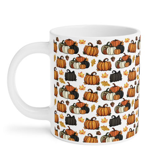 Cute Pumpkins Watercolor Pattern 20oz white funny large coffee mug gift for halloween enthusiast pumpkin lover October squash fall autumn aesthetic birthday secret santa Christmas waveywares wavey wares wavywares wavy wares