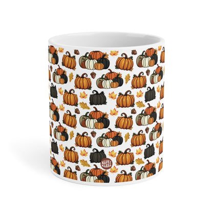 Cute Pumpkins Watercolor Pattern 20oz white funny large coffee mug gift for halloween enthusiast pumpkin lover October squash fall autumn aesthetic birthday secret santa Christmas waveywares wavey wares wavywares wavy wares side
