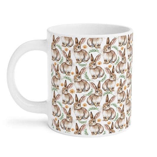 Cute Rabbits Watercolor Pattern 20oz white funny large coffee mug gift for hare lover owner easter bunny furparent pet animal aesthetic birthday secret santa Christmas waveywares wavey wares wavywares wavy wares