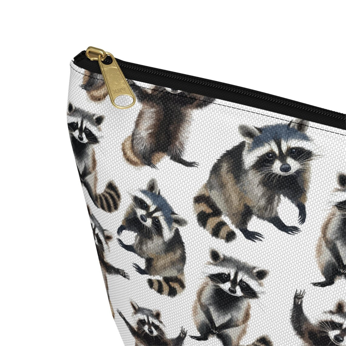 Cute Raccoons Pattern zipper white Toiletry zip bag gift for night enthusiast animal lover secret santa birthday Christmas makeup travel drugs storage case accessory pouch cosmetic pencil waveywares wavey wares wavywares wavy wares