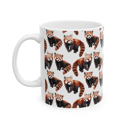 Cute Red Pandas Watercolor Pattern 11oz white funny large coffee mug gift for raccoon lover fan wild animal him her aesthetic birthday secret santa Christmas waveywares wavey wares wavywares wavy wares