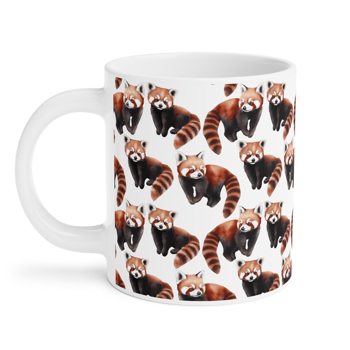 Cute Red Pandas Watercolor Pattern 20oz white funny large coffee mug gift for raccoon lover fan wild animal him her aesthetic birthday secret santa Christmas waveywares wavey wares wavywares wavy wares