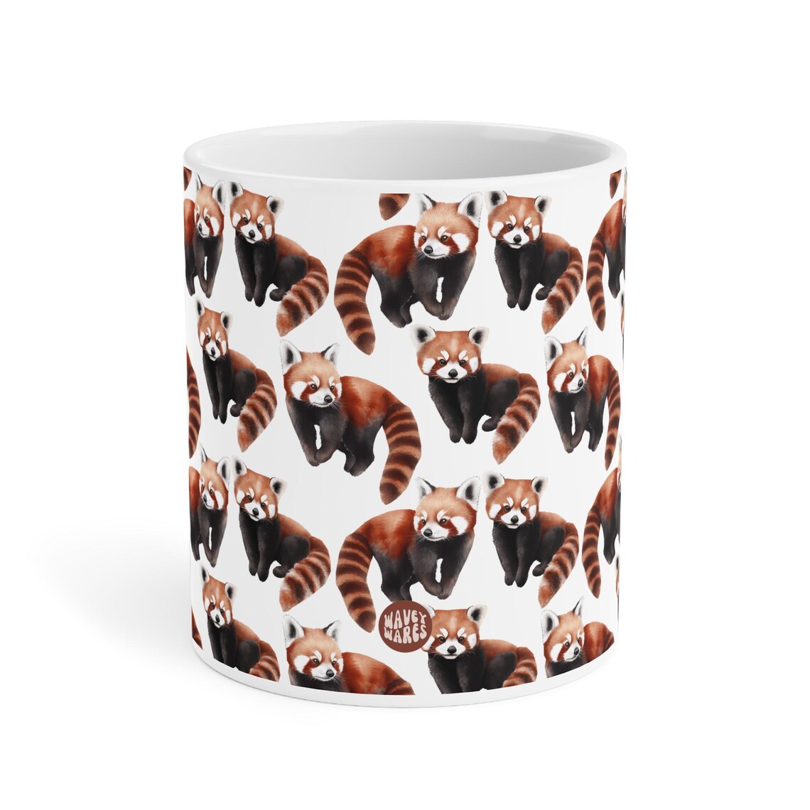 Cute Red Pandas Watercolor Pattern 20oz white funny large coffee mug gift for raccoon lover fan wild animal him her aesthetic birthday secret santa Christmas waveywares wavey wares wavywares wavy wares side