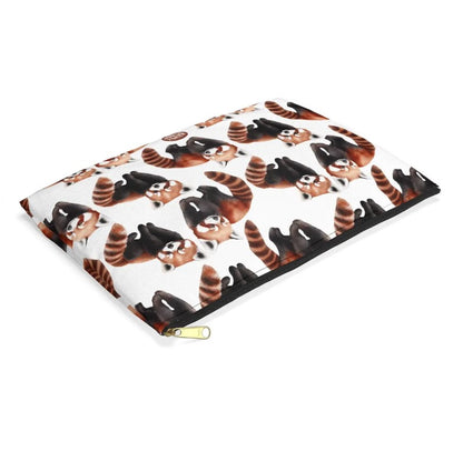 Cute Red Pandas Pattern flat lay white Toiletry zip bag gift for raccoon lover fan wild animal him her aesthetic cosmetic travel drugs storage case accessory pouch makeup pencil waveywares wavey wares wavywares wavy wares