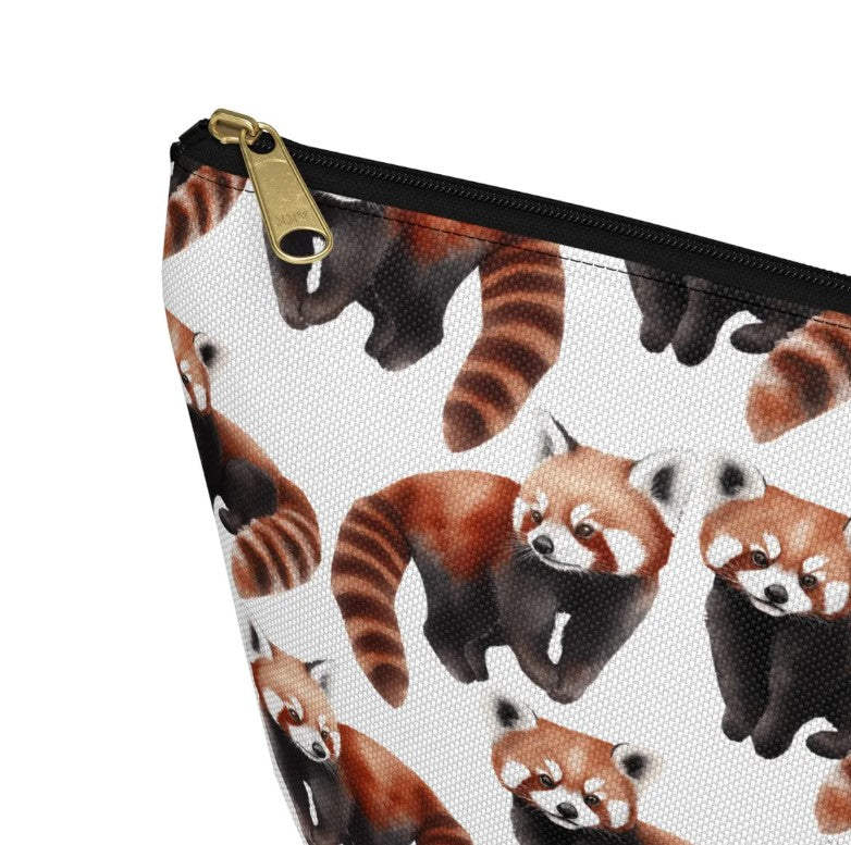 Cute Red Pandas Pattern zipper white Toiletry zip bag gift for raccoon lover fan wild animal him her aesthetic cosmetic travel drugs storage case accessory pouch makeup pencil waveywares wavey wares wavywares wavy wares