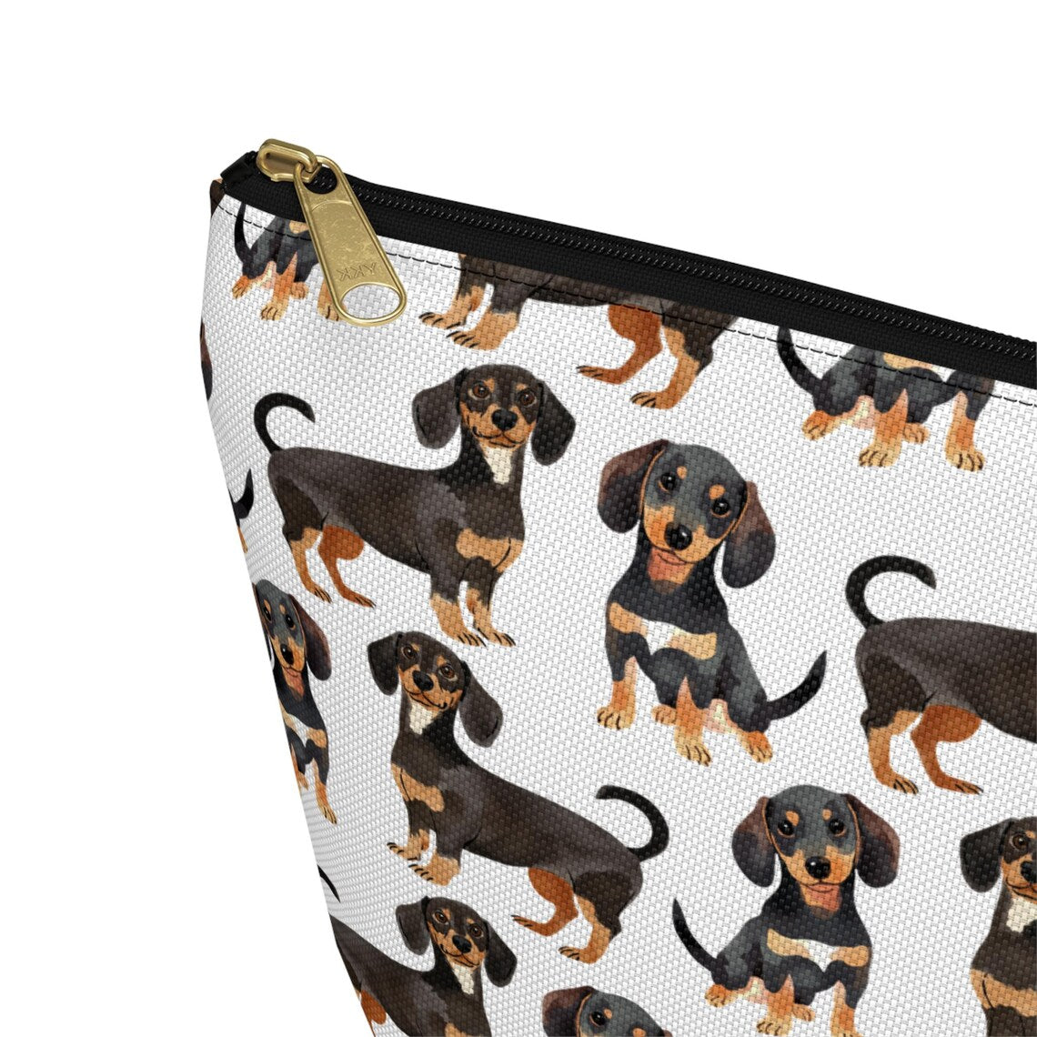 Cute Sausage Dogs Pattern zipper white travel zip bag gift for dog mom dad lover wiener dachsunds animal lover secret santa birthday Christmas makeup toiletry drugs storage case accessory pouch cosmetic pencil waveywares wavey wares wavywares wavy wares