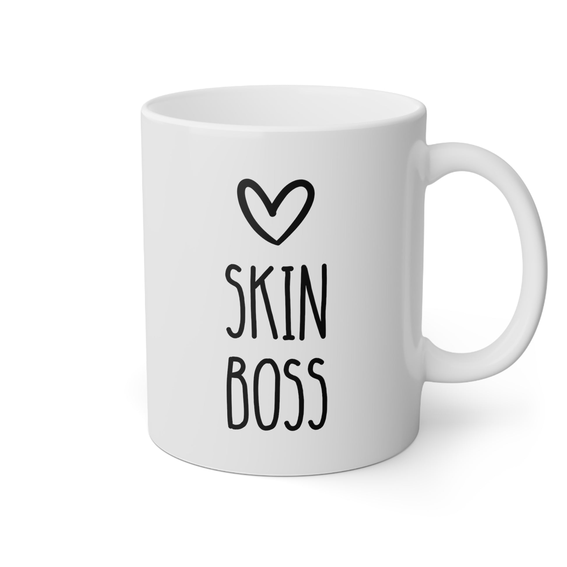 skin boss 11oz white funny coffee mug tea cup gift for dermatologist beautician aesthetician waveywares wavey wares 