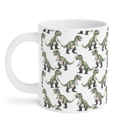 Cute Tyrannosaurus Rex T-Rex Dinosaur Watercolor Pattern 20oz white funny large coffee mug gift for dino enthusiast jurassic kids animal lover secret santa birthday Christmas waveywares wavey wares wavywares wavy wares