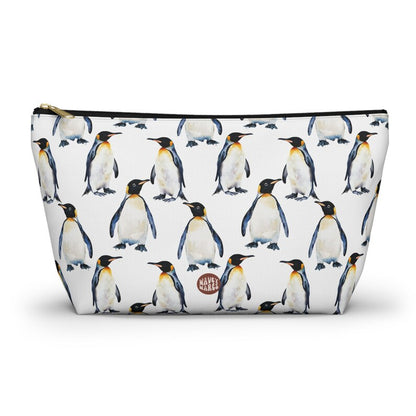 Cute Penguin Pattern T Bottom white travel zip bag gift for flightless birds animal lover secret santa birthday Christmas Antarctica waveywares wavey wares wavywares wavy wares