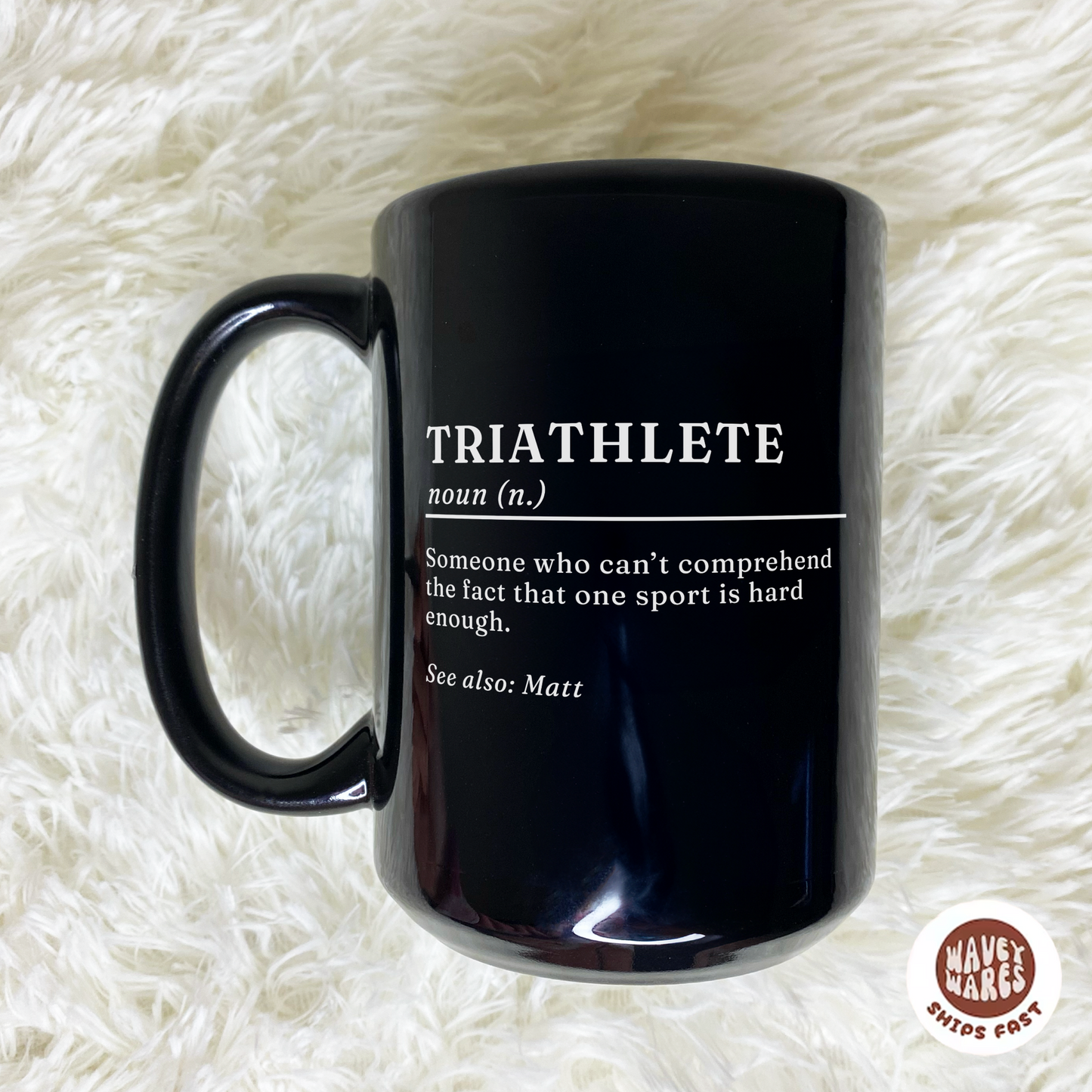 Personalized Triathlete Black Mug