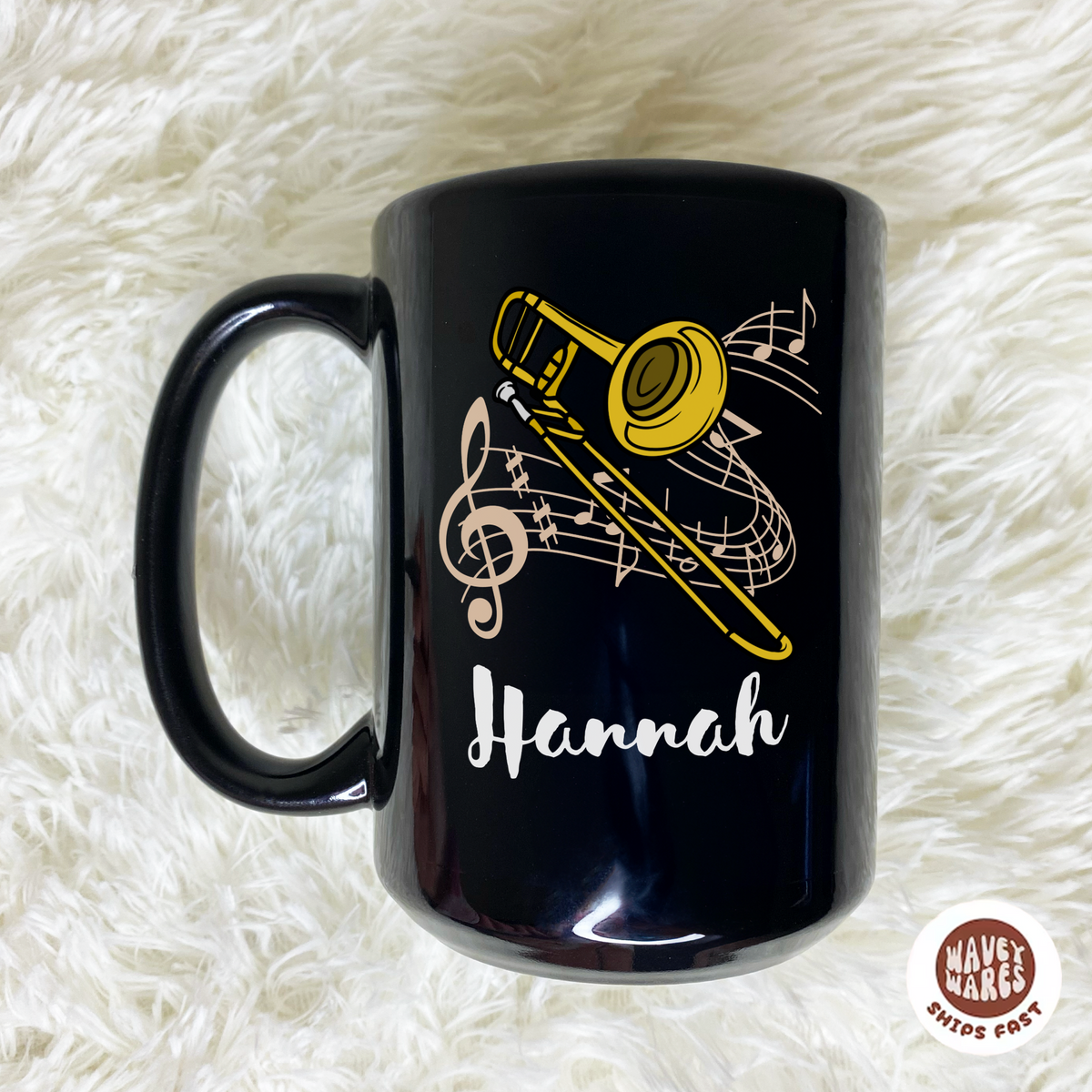Personalized Trombone Name Black Mug