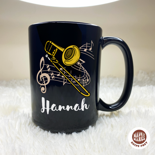 Personalized Trombone Name Black Mug