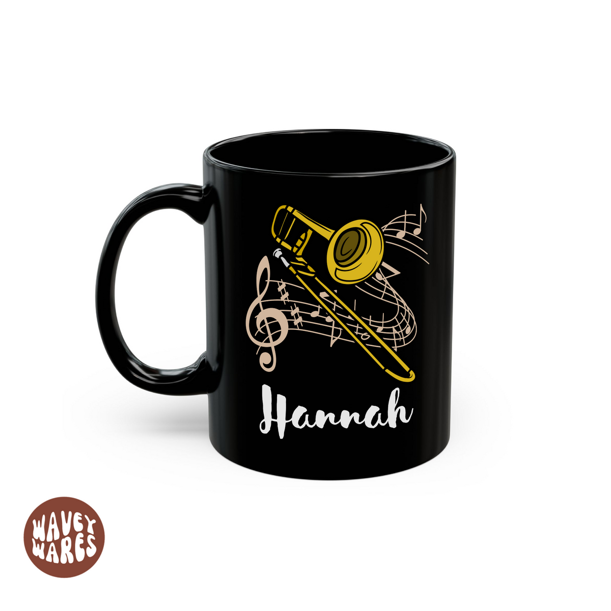 Personalized Trombone Name Black Mug