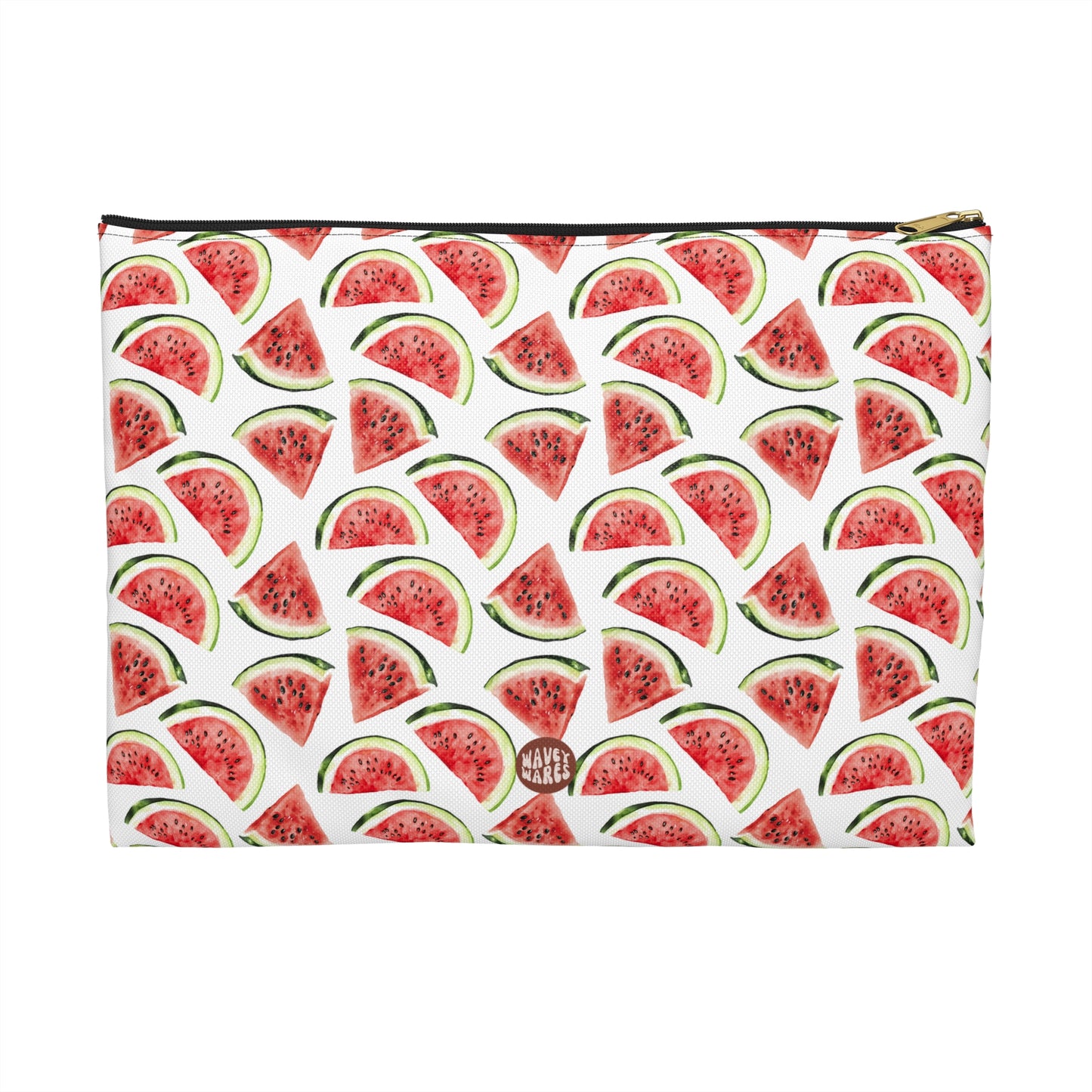 Cute Watermelons Pattern flat white Makeup zip bag gift for watermelon enthusiast fruit lover healthy aesthetic birthday secret santa Christmas travel toiletry drugs storage case accessory pouch cosmetic pencil waveywares wavey wares wavywares wavy wares