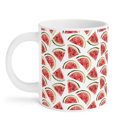 Cute Watermelons Watercolor Pattern 20oz white funny large coffee mug gift for watermelon enthusiast fruit lover healthy aesthetic birthday secret santa Christmas waveywares wavey wares wavywares wavy wares