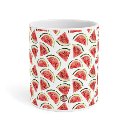 Cute Watermelons Watercolor Pattern 20oz white funny large coffee mug gift for watermelon enthusiast fruit lover healthy aesthetic birthday secret santa Christmas waveywares wavey wares wavywares wavy wares side