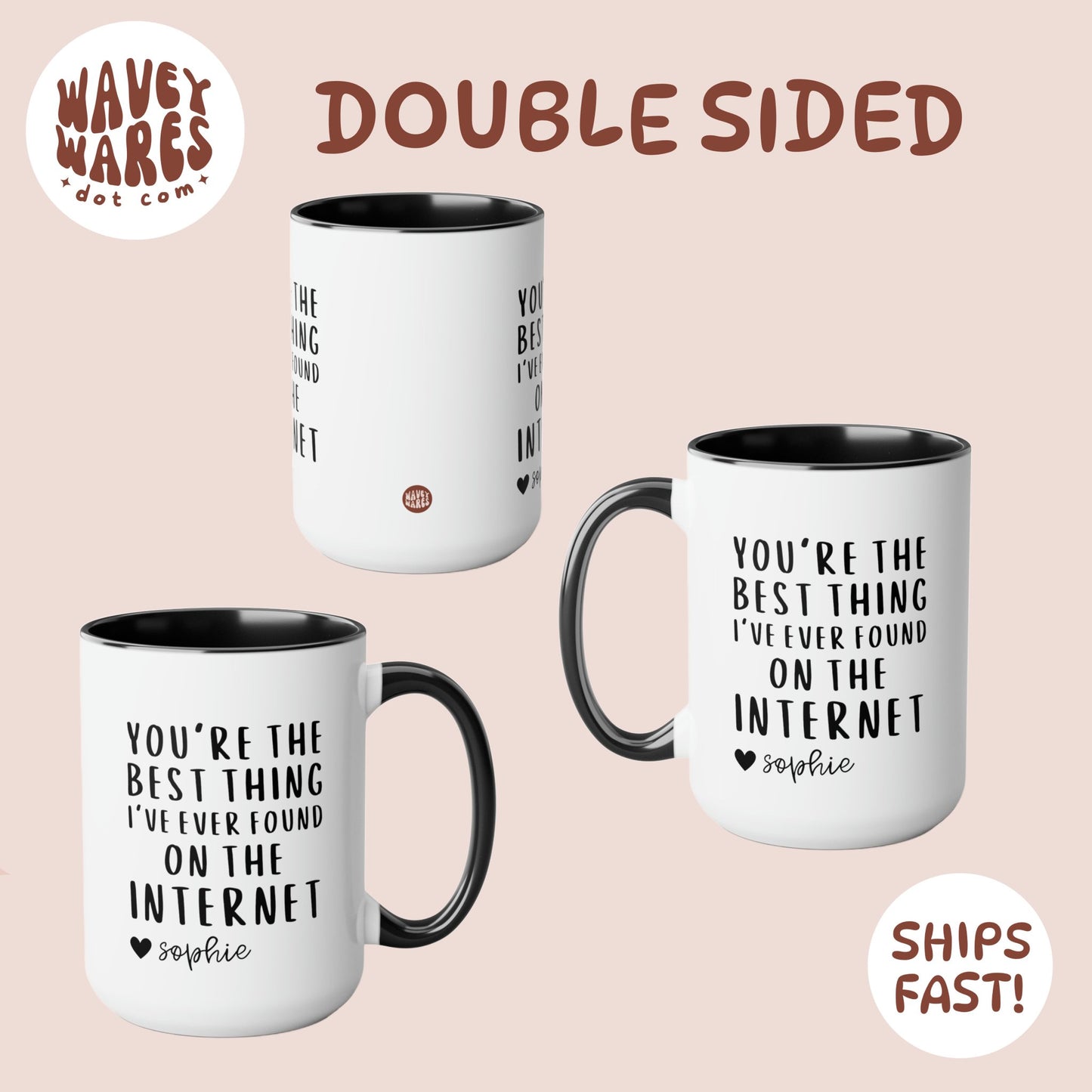 double sided coffee mug